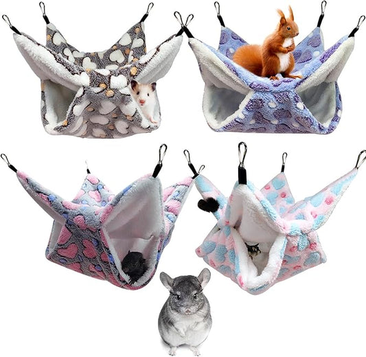 4Pcs Rat Guinea Pig Hanging Hammock Ferret Hanging Bed Pet Cage Hammock Accessories for Small Animals Chinchilla Parrot Sugar Glider Ferret-PurrikoPets