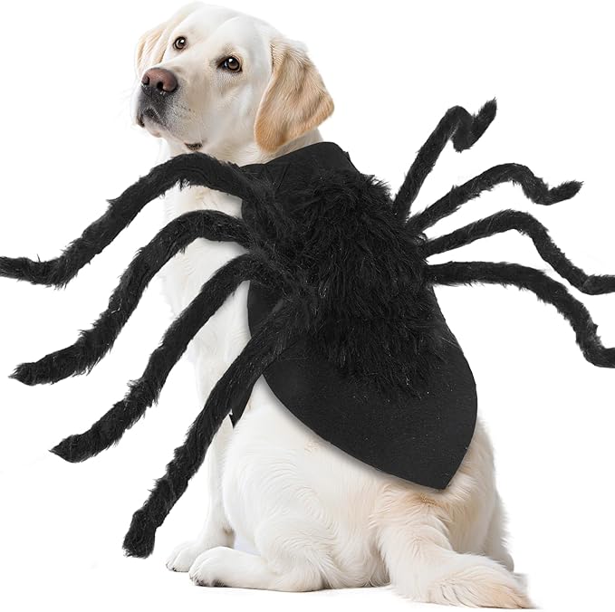 Dogs Halloween Spider Costume for Small Medium Large Dogs, Scary Spider Cosplay Apparel for Pets Cats Dogs Funny Halloween Outfits Clothes-PurrikoPets