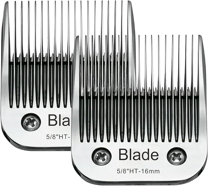 2PCS 5/8" HT Dog Grooming Replacement Blades Compatible with Andis Dog Clippers,Dog Clipper Blades Compatible with Wahl KM-10 Series Clippers, Oster A5,Size-5/8-Inch 16mm Cut Length-PurrikoPets