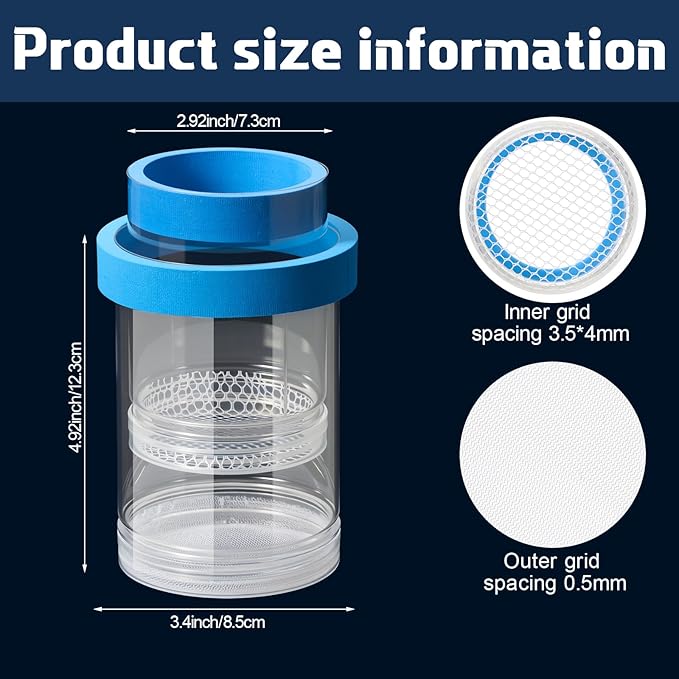 2 Pcs Breeder Box for Fish Tank Aquarium Breeder Separation Net Breeding Box with Suction Cup for Small Fish Shrimp Clownfish Guppy-PurrikoPets