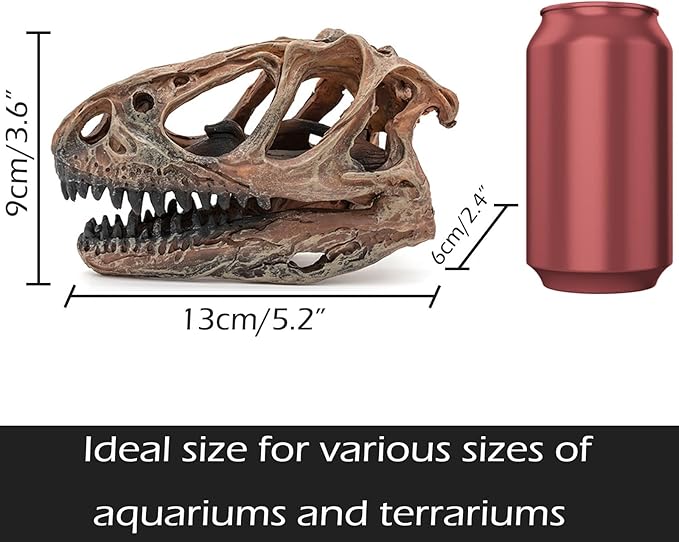 Fish Hideout Aquarium Décor Decorations Dinosaur Skull Fish Tank Decor Cave Dinosaur Skull Betta Animal Halloween Large Tarantula Reptile Bones Snake for Terrarium Ornament-PurrikoPets