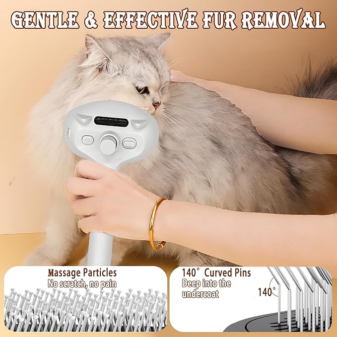 4 in 1 Cat Steam Brush, Self Cleaning Steamy Pet Brush, Anti Static Pet Spray Hair Removal Comb for Removes Loose Hair and Reduces Shedding-PurrikoPets