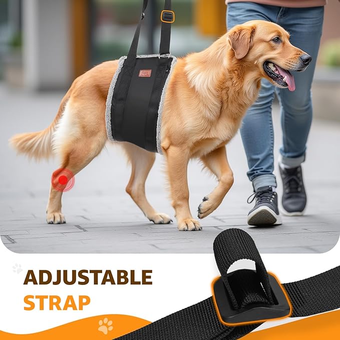 Adjustable Dog Lift Harness, Dog Sling for Large Dogs Hind Leg Support, Soft Lift Support Helps Senior, Injured, Disabled and After ACL Surgery Dogs-Black & Grey (Large)-PurrikoPets