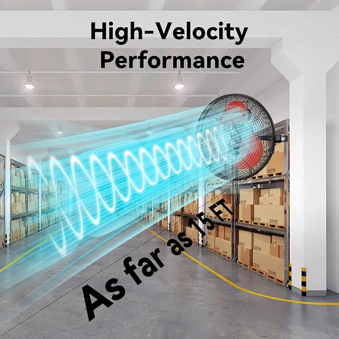 12 Inch Wall Fan Pro Series - Indoor High Velocity Wall Mount Fan for Commercial, Residential, Warehouse, Covered Patio, Shop, Garage, Barn, Gazebo 3 Speed 2800 CFM UL Safety Listed-PurrikoPets