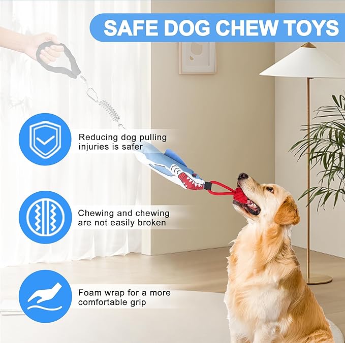Dog tug of war Toy with Handle,Interactive Dog Toys with Squeak for Aggressive chewers, Durable Bungee Cord Toy with chew Ball-PurrikoPets