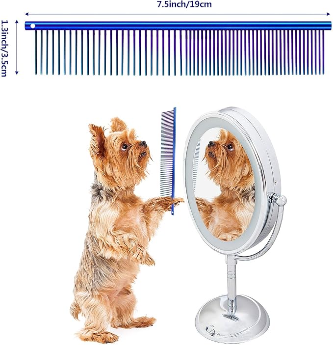 3 Pcs Stainless Steel Combs for Matted Hair - Grooming Clippers with Guide Combs for Removing Tangles and Knots in Long Haired Dogs and Cats-PurrikoPets