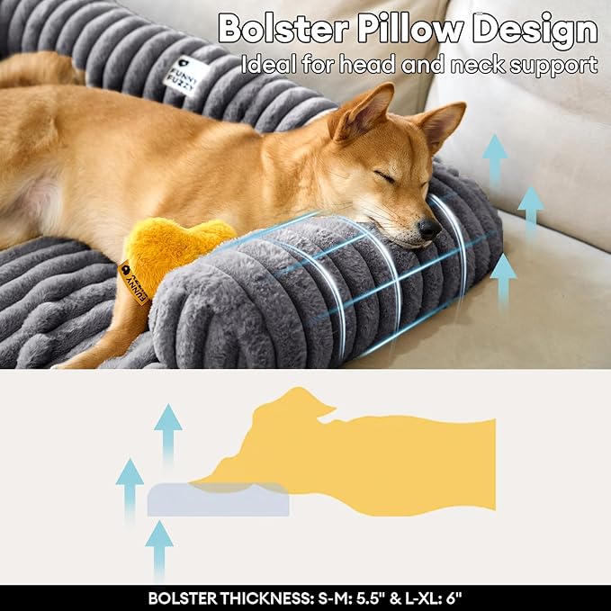 FUNNY FUZZY Pet Couch Cover for Sofa, Calming Dog Bed for Couch, Fluffy Plush Dog Couch Mat for Furniture Protector for Large Medium Small Pets, 47×37 in, Dark Grey-PurrikoPets