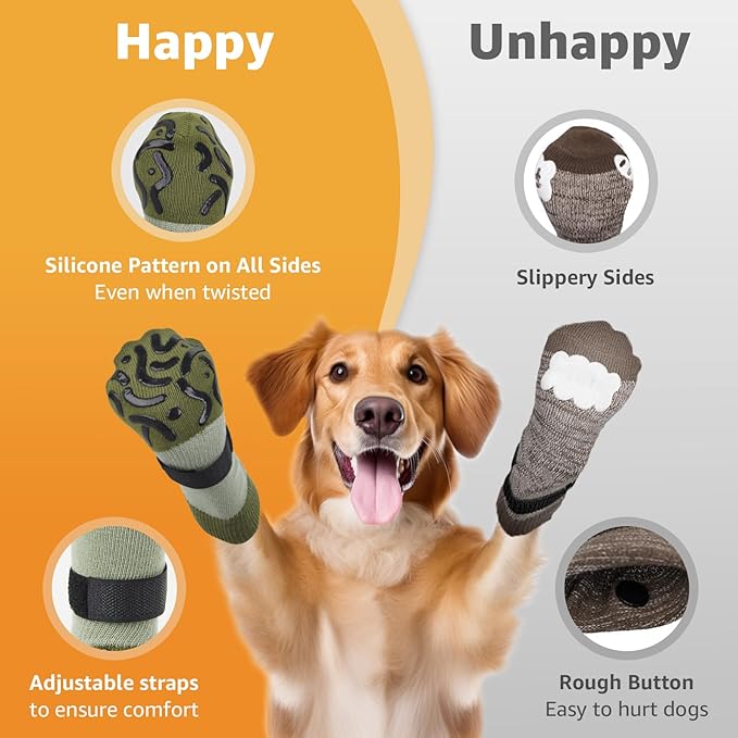 Double Sides Non-Slip Dog Socks to Prevent Licking Paws - Strong Traction for Paw Protector, Senior Dogs, Hardwood Floors, Dog Booties with Grippers - Size Medium-PurrikoPets