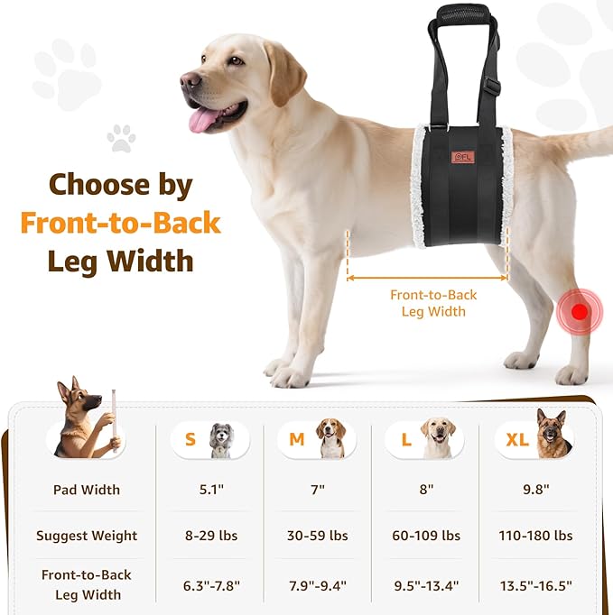 Adjustable Dog Lift Harness Dog Sling for Large Dogs Hind Leg Support Soft Lift Support and Rehab Harness for Weak Rear Legs, Helps Senior, Injured, Disabled and After ACL Surgery Dogs Large-PurrikoPets