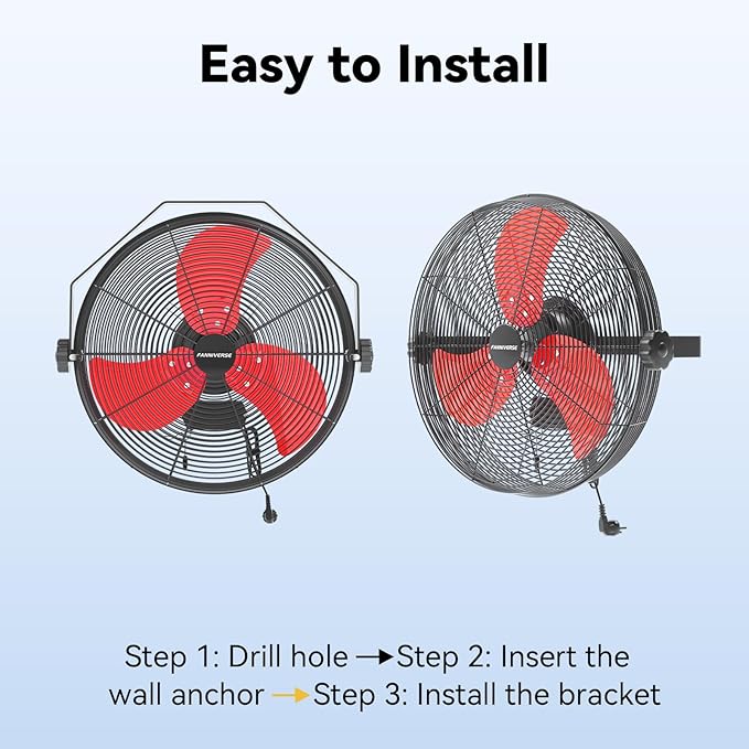 18 Inch Wall Fan Pro Series - 4900 CFM 3 Speed High Velocity Industrial Wall Mount Fans for Commercial, Residential, Warehouse, Covered Patio, Shop, Garage, Barn, Gazebo UL Safety Listed-PurrikoPets
