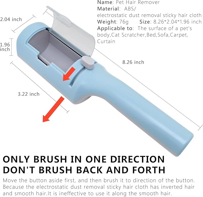 3 Packs Pet Hair Remover Roller Lint Brush and Reusable Lint Roller Dog & Cat Hair Remover for Rug, Furniture, Couch, Car, Carpet, Clothes and Bedding Multi-Surface Fur Removal Tool-PurrikoPets