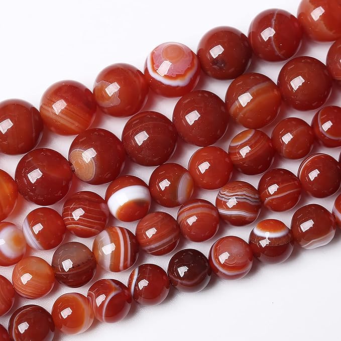 90PCS 4mm Natural Red Striped Agate Beads Round Loose Gemstone Beads for Jewelry Making DIY Bracelet Necklace 15 Inch,Energy Stone Healing Power (Red Striped Agate Beads, 4mm)