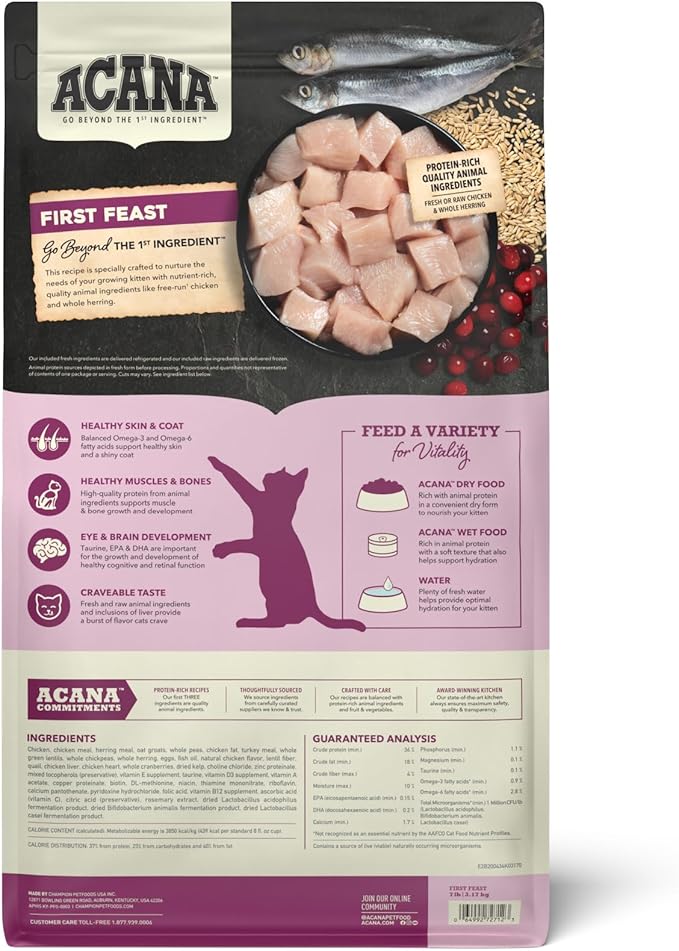 ACANA Dry Cat Food for Kittens First Feast Chicken and Fish 7lb Bag-PurrikoPets