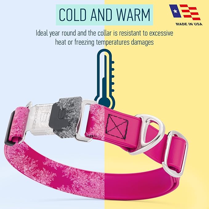 Dogline Biothane Waterproof Dog Collar with Herm Sprenger Stainless Steel Quick Release Buckle – Heavy Duty Tactical Durable Collar for Dogs – Comfortable and Safe Pet Collar, W 3/4" L 12-19", Magenta-PurrikoPets