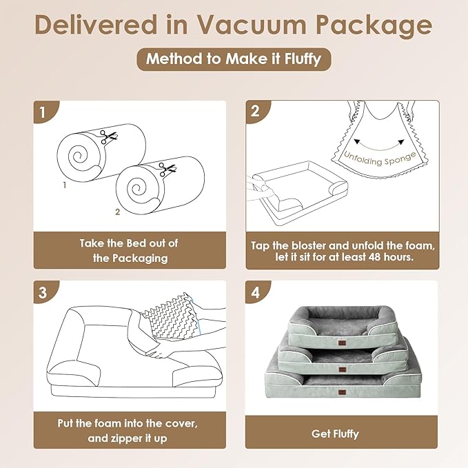 EHEYCIGA Orthopedic Dog Bed for Small Dogs, Waterproof Memory Foam Small Dog Beds with Sides, Non-Slip Bottom and Egg-Crate Foam Medium Pet Couch Bed with Washable Removable Cover, Greyish Green-PurrikoPets