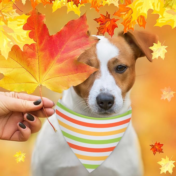 48 Pieces Fall Dog Bandanas Bulk Colorful Autumn Bandanas for Dogs with Polka Dot Stripe Wave Patterns for Pets Doggies Fall Autumn Thanksgiving Party Costume Accessories-PurrikoPets