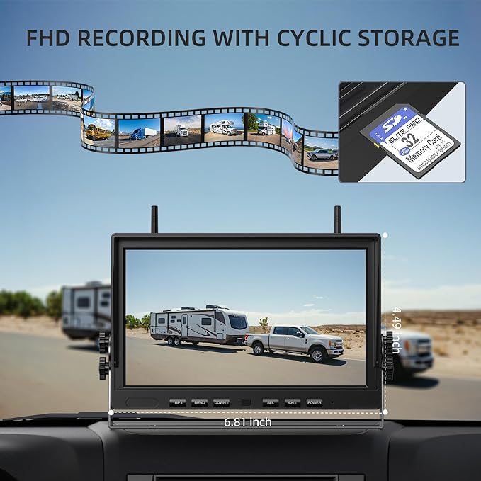 eRapta 4 Wireless Backup Camera Magnetic: 10.1" IPS Full-Size DVR Monitor, Install-Free RV Camera System with IR Night Vision, Built-in 9600mAh Battery for RV/Camper/Truck/Trailer/Tractor ACT104-PurrikoPets