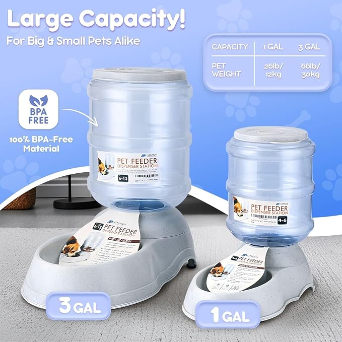 Flexzion Gravity Pet Feeder Food Dispenser (6-12 lb Size) Automatic Replenish Dry Food Storage Container Bowl for Small Medium Breed Dog Cat Animal Feeding Watering Fountain Supplies-PurrikoPets