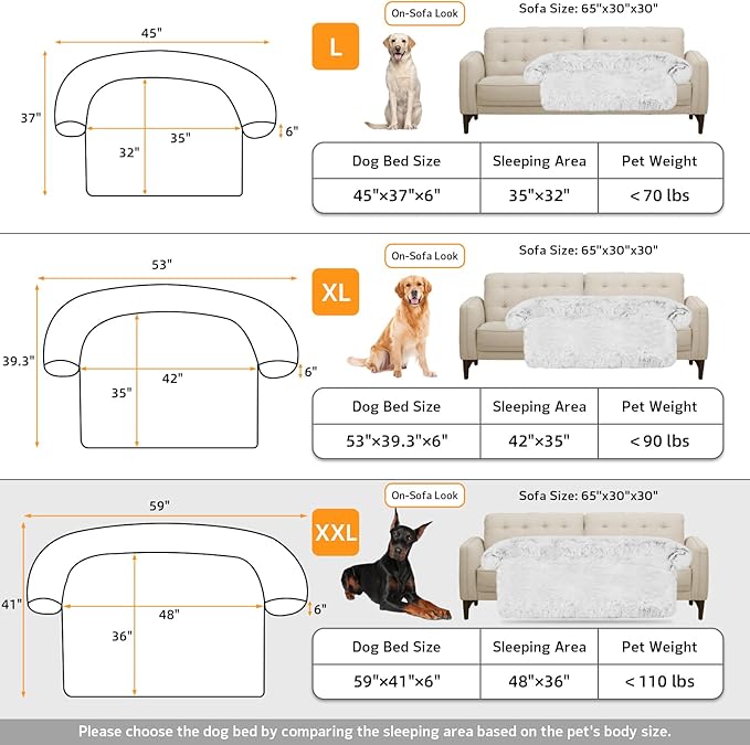 GGIB Calming Dog Bed Fluffy Plush Dog Mat for Furniture Protector with Removable Washable Cover for Large Medium Small Dogs and Cats (Extra Extra Large, Light Grey)-PurrikoPets