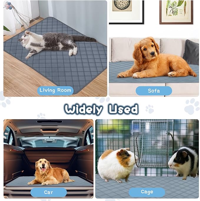 3 Packs Washable Guinea Pig Cage Liners, Waterproof Guinea Pig Pee Pads Reusable Absorbent Bedding Anti Slip Mats for Small Animals Bunny Rabbit Hamster (47 x 24in)-PurrikoPets