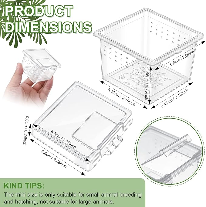 20 Pcs Insect Spider Terrariums Breeding Box Small Reptile Hatching Container Transparent Cricket Keeper Breeder Box Feeding Spider Cage with Lid for Scorpion Gecko Tortoise Centipede Tarantula-PurrikoPets