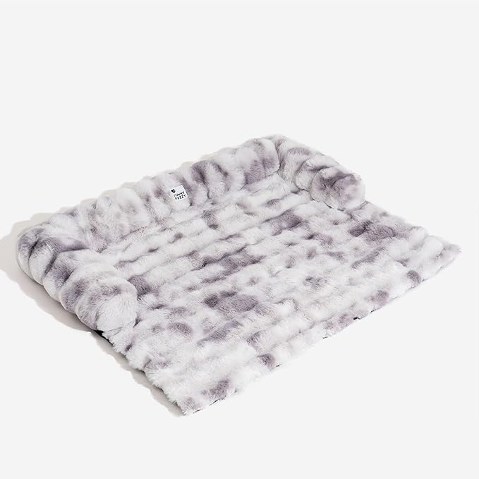 FUNNY FUZZY Pet Fluffy Fuzzy Couch Cover, Calming Washable Dog Bed Sofa Protector Pets Mat for Small Medium Dogs and Cats (Tie-dye Grey,33.45 × 28.35 × 5.51 in)-PurrikoPets
