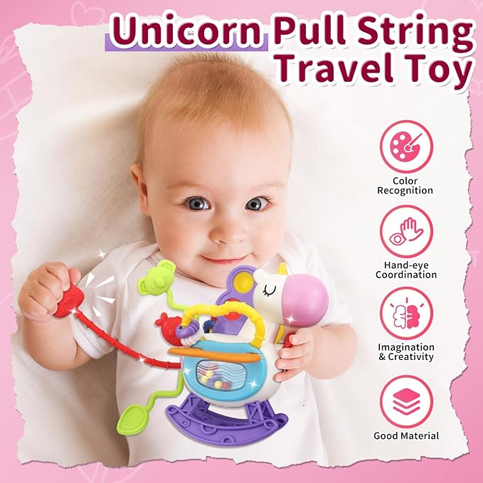 3 in1 Baby Toys 12 to 18 Months - Busy Board Sensory Toys, Tissue Box Toy, Pull String Teether, Learning Toy for Babies, Infant Gifts for 12 18 Months Old-PurrikoPets