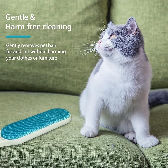 2 Pack Furniture Lint Remover Brushes, Double Sided Self Cleaning Loose Hair Catcher for Pet, Hair Cleaner for Clothes, Sofa, Carpet-PurrikoPets