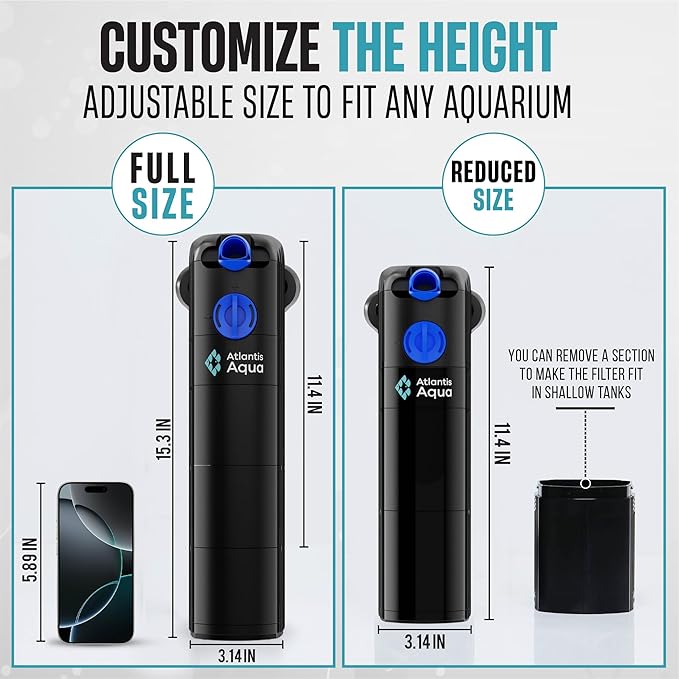 55 Gallon Fish Tank Filter to 100 Gallon Fish Tank Filter | Silent Fish Tank Filter | Large Fish Tank Filter | Submersible Aquarium Filter, 75 Gallon Fish Tank Filter, in Tank Aquarium Filter-PurrikoPets