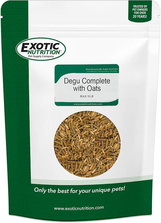 Exotic Nutrition Degu Diet (18lb) - Nutritionally Complete Healthy Pellet Diet with Whole Oats - for Domesticated Pet Degus-PurrikoPets