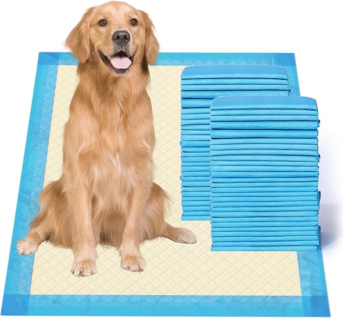 Gardner Pet Ultra Absorbent Thicker Dog Pee Pads Extra Large XL 28"x34" Leak-Proof Odor-Control Blue Puppy Training Pads Full Edge-Wrapping Pad for Dogs Dogs, Puppies, Doggie, Cats, Rabbits - 50 Ct-PurrikoPets