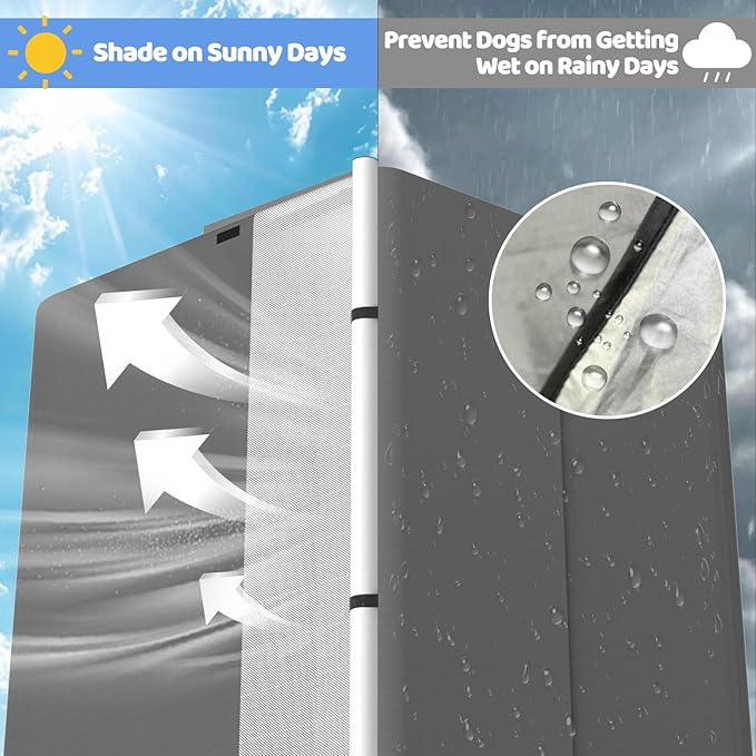 48” Extra Large Dog House-2-in-1 Extra Large Dog House with 8.5” Elevated Dog Bed-Weatherproof Waterproof Outdoor Dog House,Easy to Clean-PurrikoPets