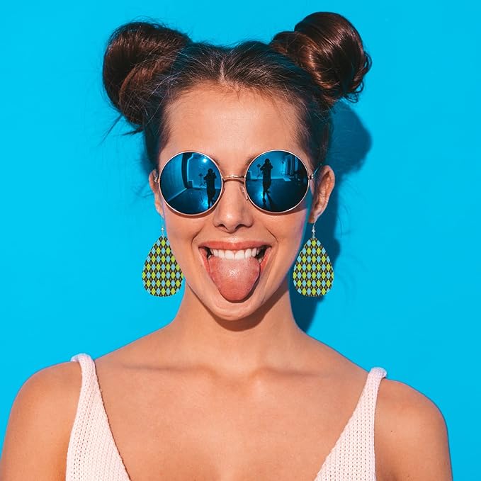 Argyle Pattern Teardrop Earrings