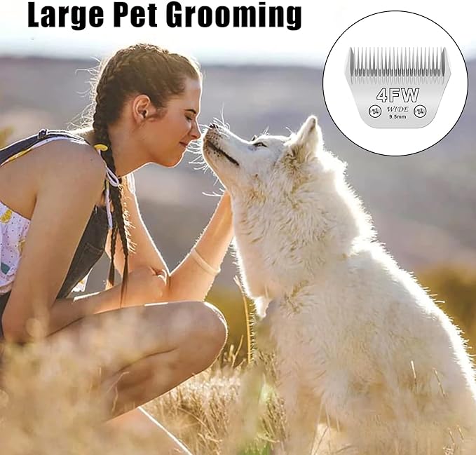 2pcs 4FW Wide Blades for Dog Grooming Blades Compatible with Andis,Oster A5,Wahl km10 Dog Clippers,Size-#4FW, 3/8-Inch Cut Length (9.5mm)(2pcs #4FW)-PurrikoPets
