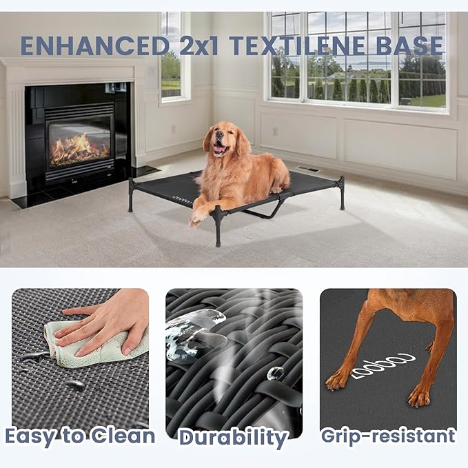 42" 2-in-1 Dog House for Medium Dogs, Elevted Dog House Outdoor/Indoor, Puppy Shelter Outside,Water Resistant 600D PVC and Durable 2x1 Textilene Raised Dog Bed(Green)-PurrikoPets