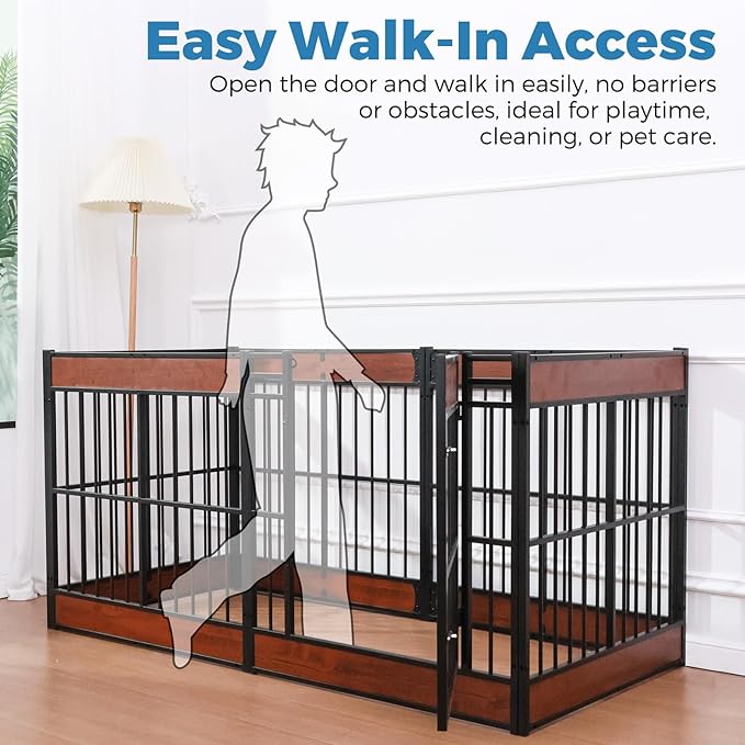 Dog Playpen, 35.4" Height Dog Pen Indoor, Heavy Duty, Safe and Sturdy, Furniture Style Puppy Pen-PurrikoPets