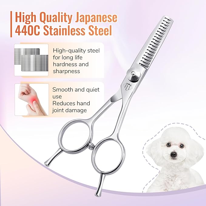 Dog Grooming Scissors: 4.75" Pet Thinning Shears Made Of Advanced Stainless Steel Alloy for Trimming Dogs Cats and Other Pets Face and Paws-PurrikoPets
