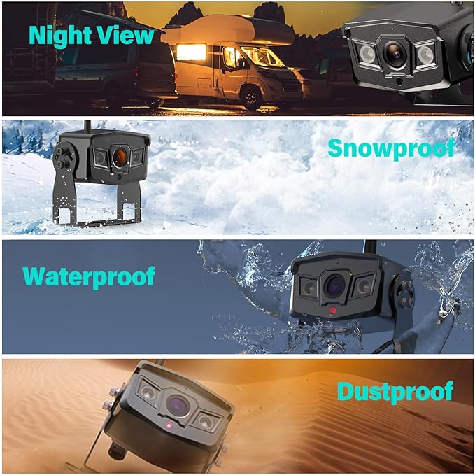 10" Wireless Backup Camera System, HD 1080P Digital Back Up Camera Systems with 10 Inch Quad Split DVR Monitor for Truck, RV, Trailer, W102-PurrikoPets