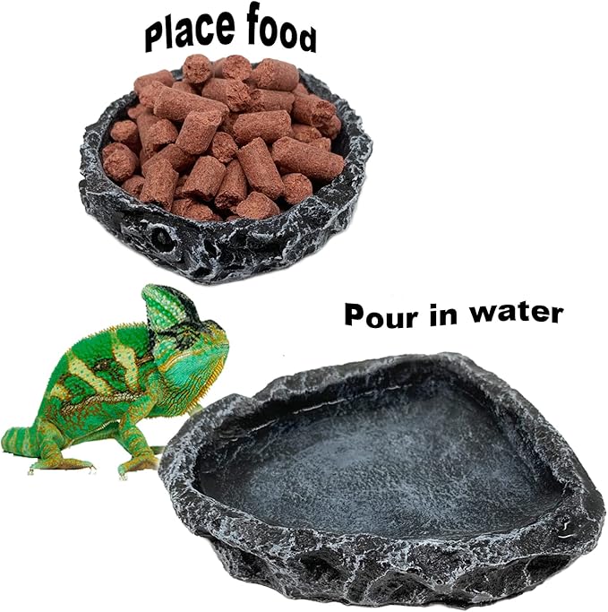 2 Pack Reptile Feeding Dish Corner Bowl, Reptile Water Dish Food Bowl Feeding Terrarium Bowls for Bearded Dragon Lizard Frog Gecko Tortoise Hermit Crab-PurrikoPets