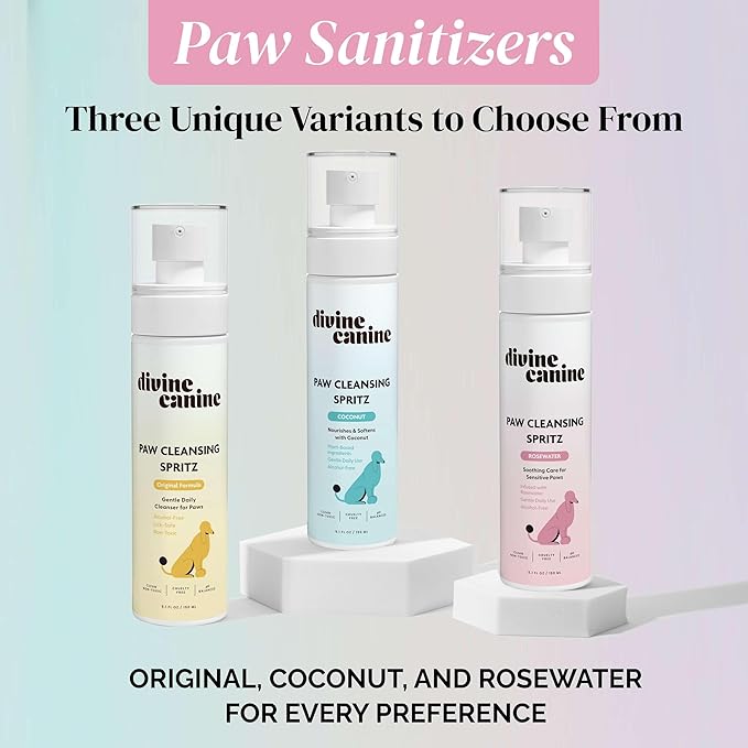 Dog Paw Cleaner - 5.1 Fl Oz of Alcohol Free Paw Cleansing Spray - Made with Rosewater, Aloe, Copaiba Oil, and Lemongrass Oil to Nourish and Clean Paws - Made in The USA-PurrikoPets