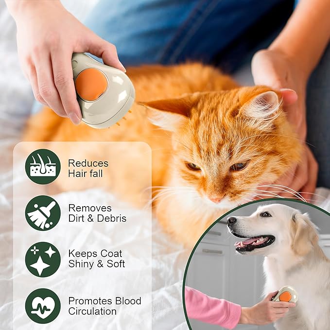 3 In 1 Pet Brush for Shedding, Portable Hair Removal Tool for Cats and Dogs, Deshedding Grooming Brush for Indoor Pets-PurrikoPets