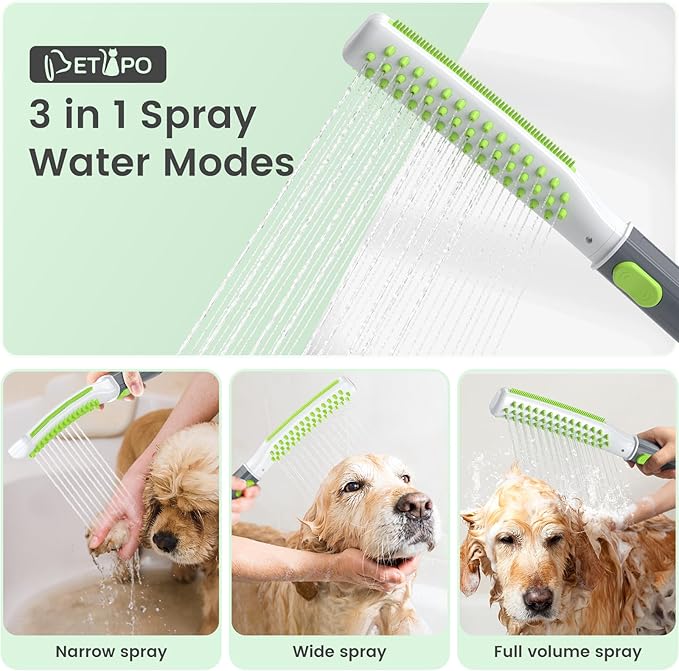 Dog Shower Attachment, Pet Shower Head for Fast and Easy Bathing and Cleaning, Dog Shower Wand With Metal T-Diverter, 8-Foot Hose T-Diverter Adapter For Indoor and Outdoor-PurrikoPets