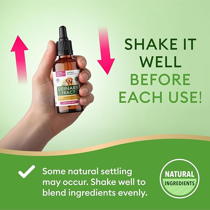 Dog UTI Treatment & Cat Urinary Tract Infection Treatment, Natural Herbal Liquid UTI Medicine, Organically Grown Cranberry Extract, Supports Urinary and Digestive Health, 2 fl oz, Made in USA-PurrikoPets