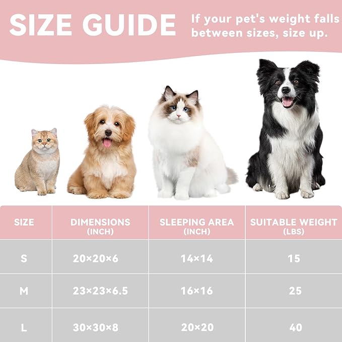 23in Pink Round Cat Dog Bed for Large Medium Small Dogs Cats, Machine Washable Sleeping Sofa, Non-Slip Bottom Breathable Soft Calming Pet Cuddler for Indoor/Outdoor/Car/Cage-PurrikoPets