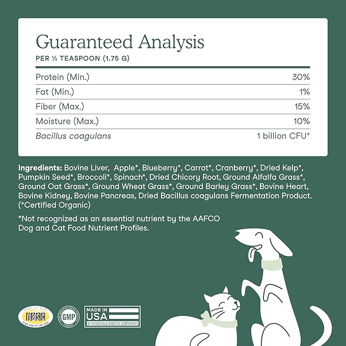 Fera Pets Whole Food Multivitamin Cat & Dog Food Topper with Probiotics, Antioxidants, & Essential Dog Vitamins & Minerals - Nutrients from Fruits, Vegetables, & Organ Meats - 3.7 oz-PurrikoPets