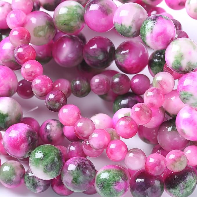 8MM 46PCS Pink Green Persian Jade Spacer Loose Beads for Jewelry Making DIY Bracelet Necklace