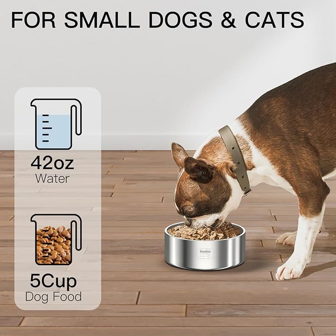 42oz Double Layer 304 Stainless Steel Dog Bowl - Insulated & Durable | Non-Slip Base | Easy to Clean | BPA-Free Safe Dog Food and Water Bowl-PurrikoPets