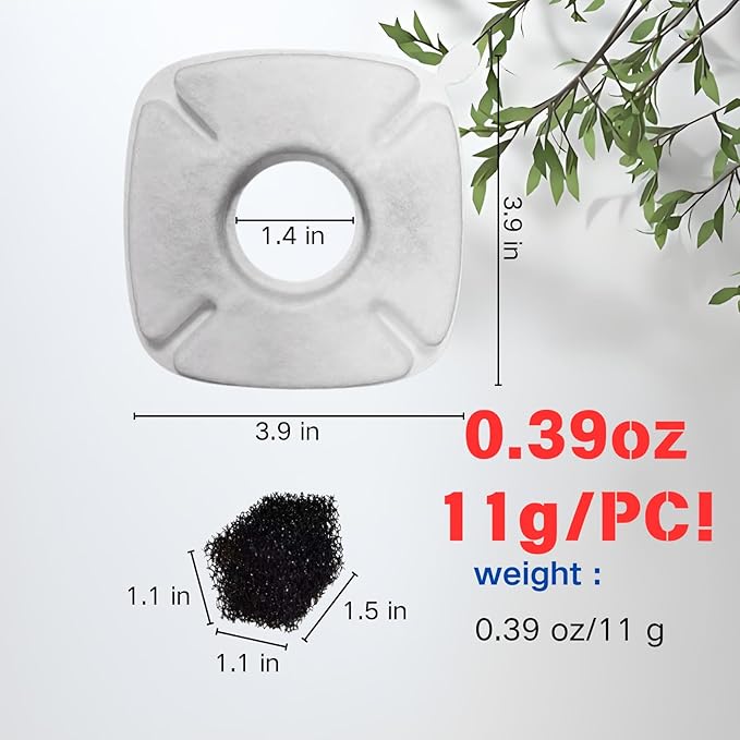 20 Pcs Cat Water Fountain Replacement Filters, Compatible With Veken 95oz/2.8L Cat Water Fountain,(Contains 10 Cat Fountain Filters and 10 Sponges)-PurrikoPets