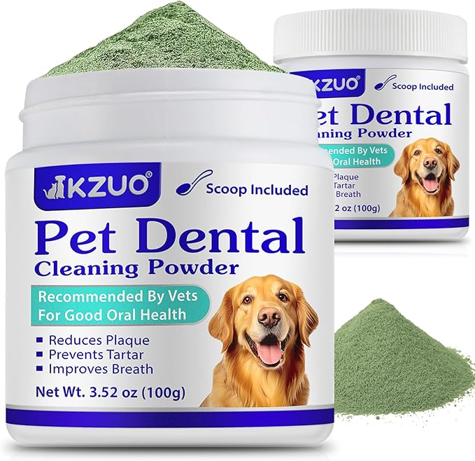 Dog Teeth Cleaning Powder - Dog Dental Powder - Targets Tartar & Reduces Plaque & Bad Breath - Teeth Cleaning Made Easy Eliminate - Formulated for Small, Medium, Large Dogs (2PCS)-PurrikoPets