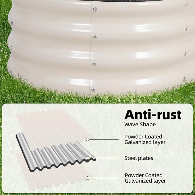 G GOOD GAIN Galvanized Metal Raised Garden Bed Kit - 4x2x1FT Outdoor Planter Box with Safety Edging and Gloves for Vegetables, Fruits, Flowers(White, 2PC)-PurrikoPets